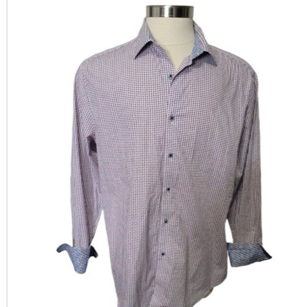 Robert Graham long sleeve button up Shirt Size XL red blue white *